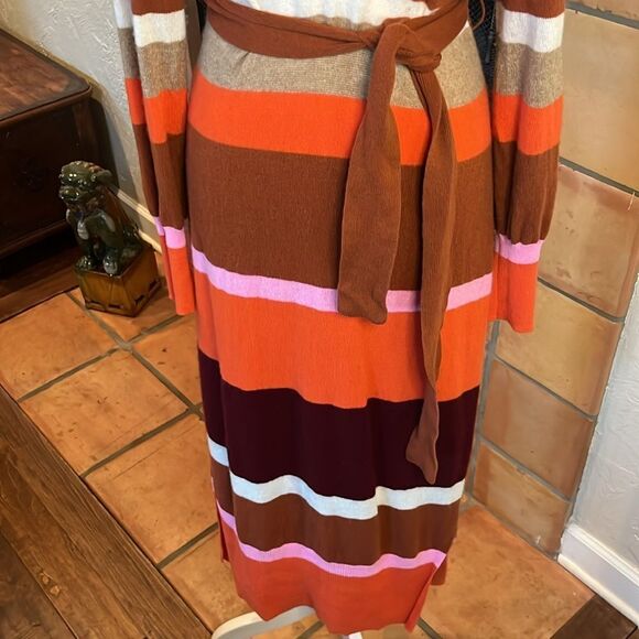 Charter Club Cashmere Striped Multicolor Midi Dress, size S - Picture 3 of 12